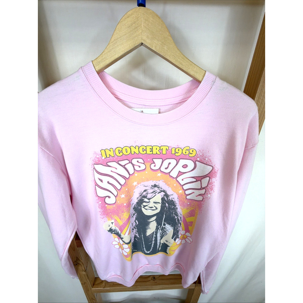 NWT Recycled Karma Pink Janis Joplin Screen Print Fleece Top #1408 Size XS - Picture 2 of 7